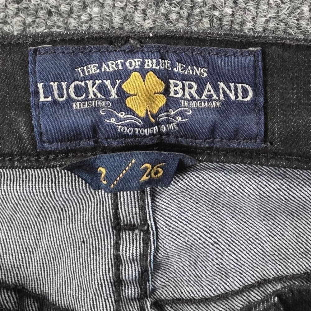 Lucky Brand Charlie Skinny Jeans‎ Womens 2 26 Black Denim Made in USA Low Rise - Picture 4 of 10